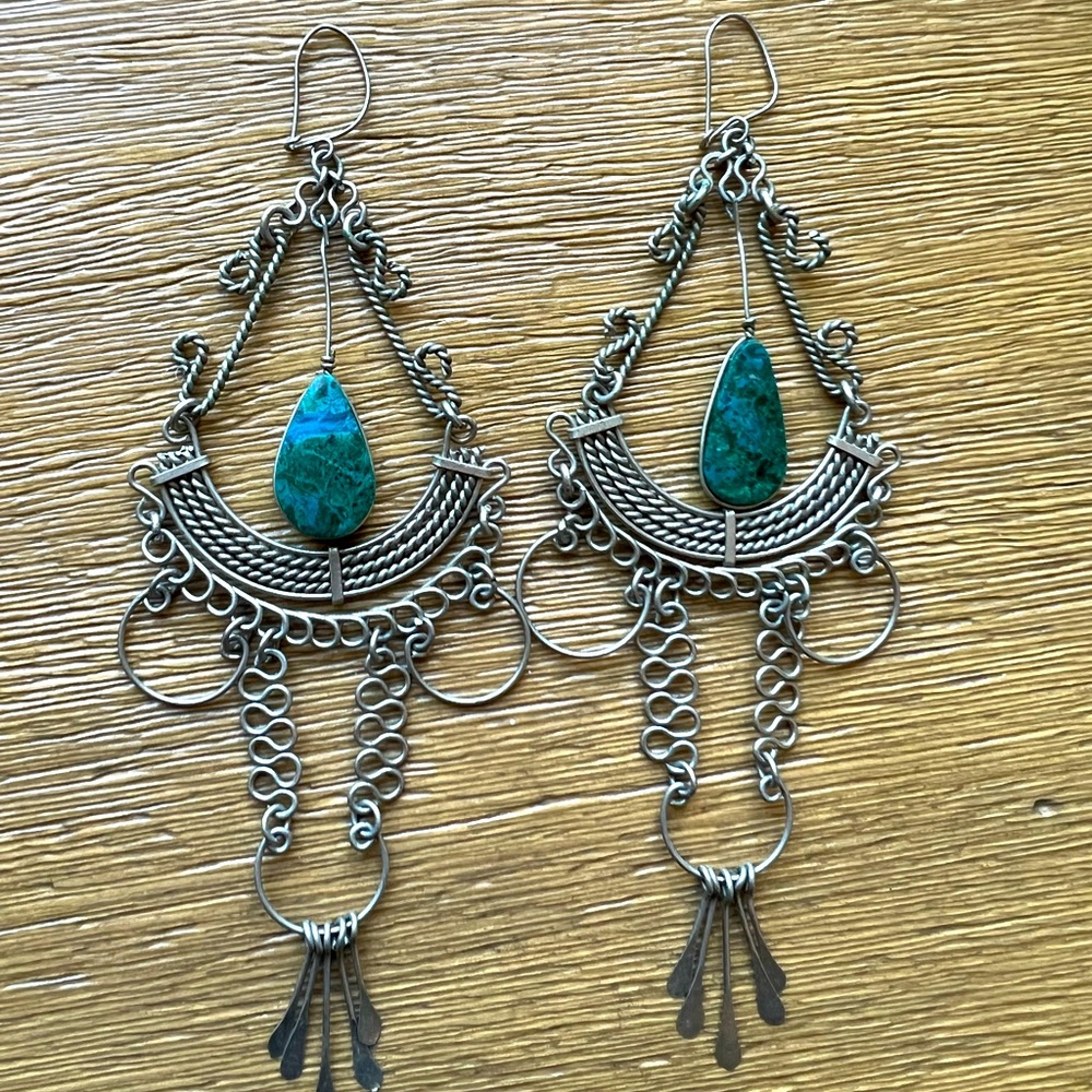 Handmade Wire Natural Stone Earrings